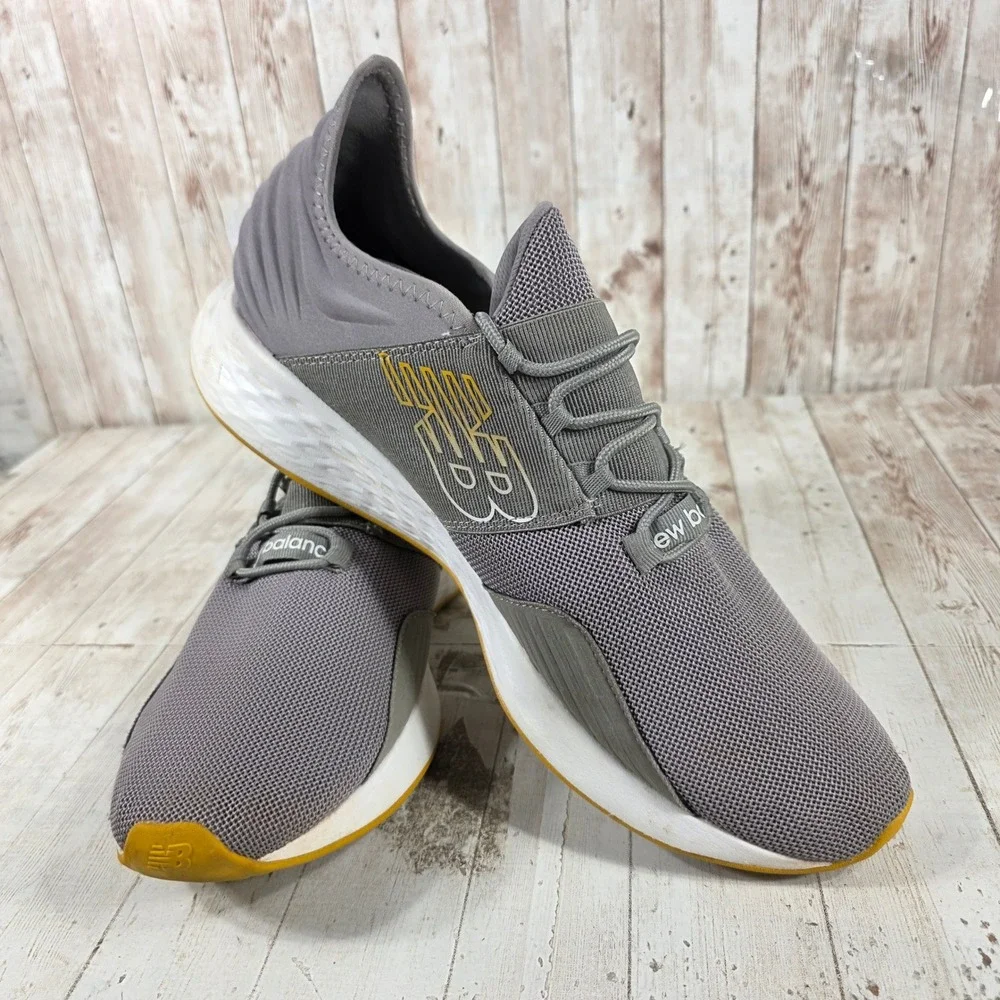 New Balance Fresh Foam Roav Mens Grey Gold Running Shoes MROAVFG1 Size 14